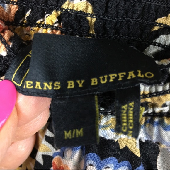 i Jeans by Buffalo Floral Double Slit Maxi Skirt Black Peach Blue Size M - Picture 2 of 8